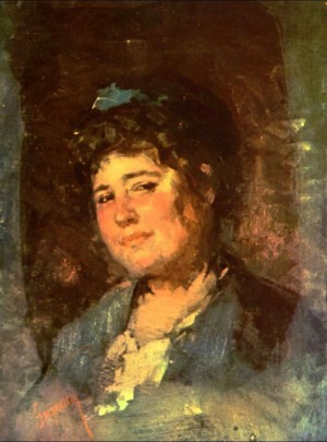 Portrait of a woman with blue dress